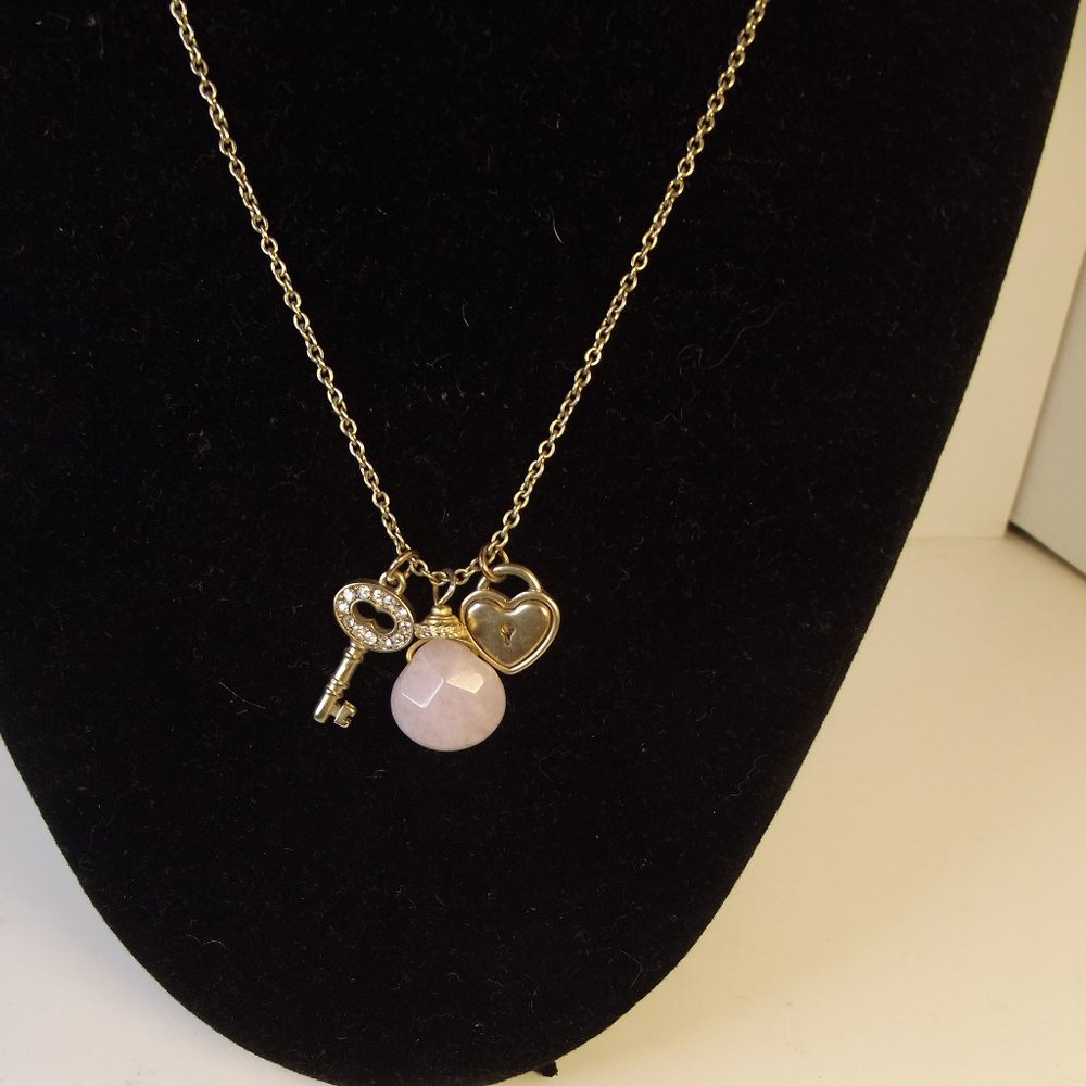 Gold and Silver Key Charm Necklace